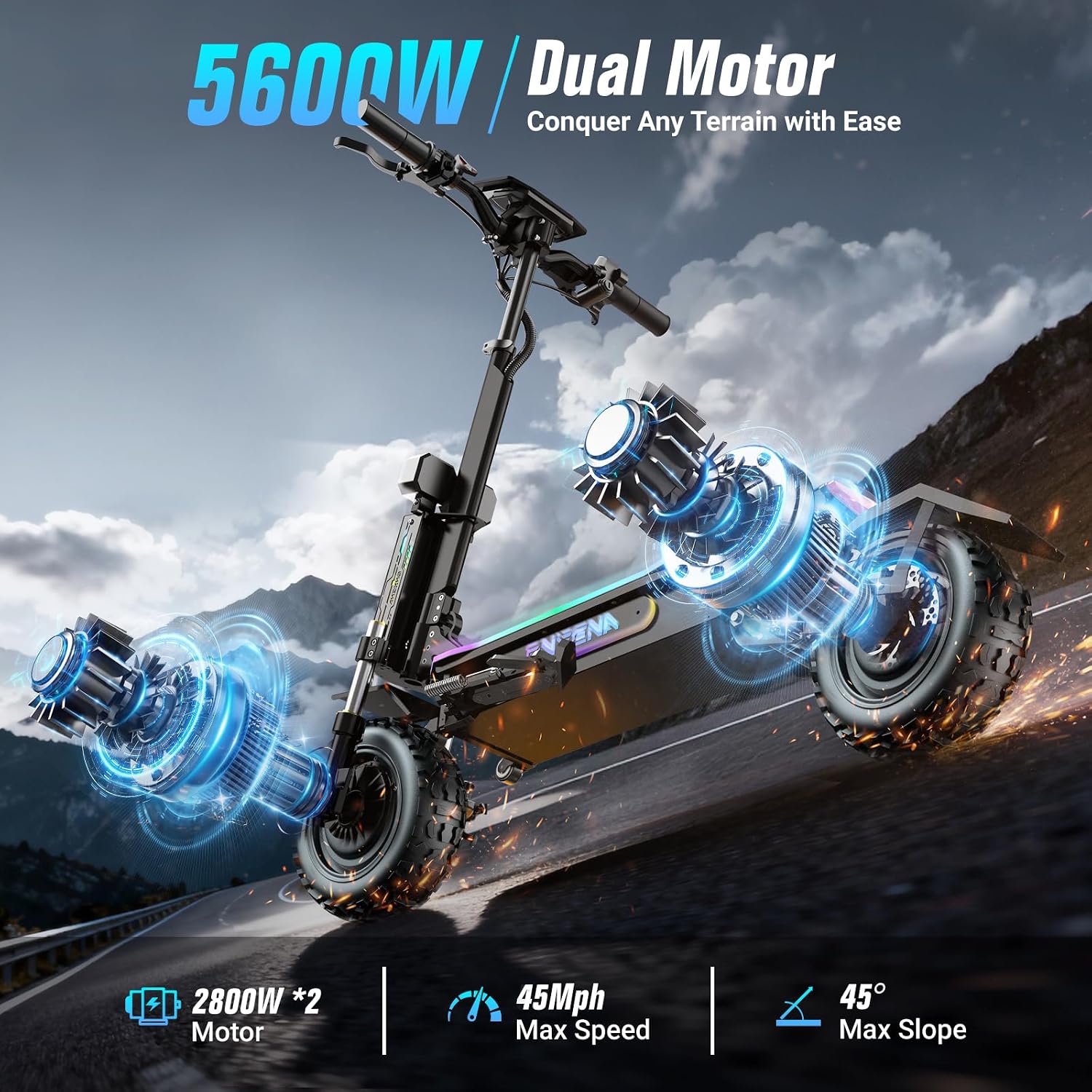 60V 5600W Dual Motor Electric Scooter - Scooters Elétricos para Adultos - Motor