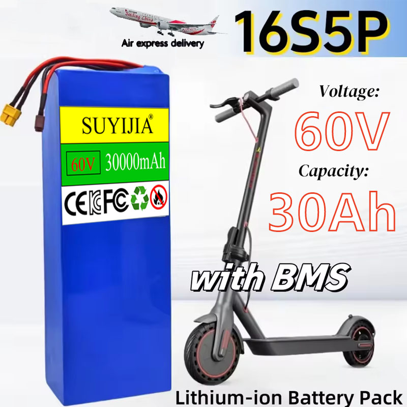60V 30Ah Electric Scooter Battery - Bateria 16S5P 60V 30000mAh 18650 30AH,